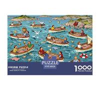 Picnic en Barco del archipiélago Sueco Puzzle De Madera Impermeable DIY Puzzles De 1000 Piezas Regalos para Adultos Colorido Rompecabezas Decoración del Hogar