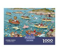Picnic en Barco del archipiélago Sueco Puzzle De Madera Impermeable DIY Puzzles De 1000 Piezas Regalos para Adultos Imposible Rompecabezas Juegos Educativos