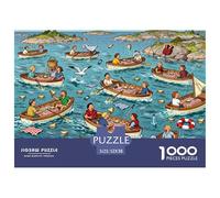 Picnic en Barco del archipiélago Sueco Puzzle De Madera Impermeable Puzzles De 1000 Piezas para Adultos Divertido Rompecabezas Juegos Educativos