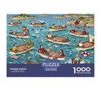 Picnic en Barco del archipiélago Sueco Puzzle De Madera Impermeable Puzzles De 1000 Piezas Regalos para Adultos Imposible Rompecabezas Juegos Educativos