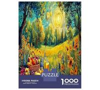 Picnic Iluminado por el Sol Puzzles Intelectual Desafío 1000 Piezas Comida Deliciosa Amidst The Flores Rompecabezas Pasatiempo Creativo para Adultos Y Niños A Partir De 12 Años 38x26cm/1000pcs