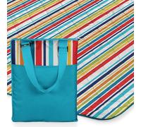 Picnic Tiempo Vista al Aire Libre Manta, Aqua Blue/Fun Stripes, 16 x 11 x 3