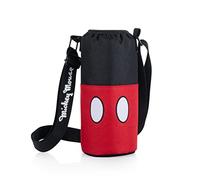 PICNIC TIME Disney Mickey Mouse Shorts - Enfriador de Botellas, Soporte para Botella de Agua, Bolsa térmica aislada para Botella de Agua, Botella Koozie (Negro con patrón Rojo)