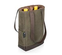 PICNIC TIME Legacy - a Brand, Bolsa de Vino aislada para 2 Botellas, Bolsa de Lona Encerada Envejecida, Bolsa de Regalo de Vino