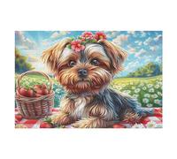 Picnic Yorkshire Terrier Perro Rompecabezas 1000 Piezas Cartón para Toda La Familia Entretenimiento Casero Calmar La Mente Calidad Profesional Detalle De Regalo 1000 PCS/75x50cm