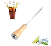 Pico de Hielo de Acero Inoxidable, 8,5 Pulgadas con Mango de Madera de Seguridad, Herramienta de cóctel de Cubitos de Hielo para Barras de Cocina