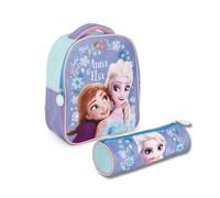 PICOBOX, Mochila y Estuche Niña de Frozen, Mochila Infantil 3 Años con Estuche Escolar Niña de Elsa y Anna, Ligera con Cremallera, Ideal para los Primeros Años, 24 x 10 x 20 Cm
