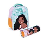 PICOBOX, Mochila y Estuche Niña, Mochila Infantil 3 Años con Estuche Escolar Niña de Vaiana, Ligera con Cremallera, Ideal para los Primeros Años, 24 x 10 x 20 Cm