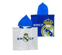 PICOBOX Poncho Toalla Niño Real Madrid con Capucha de Microfibra 50x50cm, Toalla Playa Infantil de Secado Rápido para Piscina y Baño, Albornoz Suave Tipo Capa Absorbente para Niños y Niñas