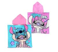 PICOBOX Poncho Toalla Niño Stitch y Angel con Capucha de Microfibra 50x50cm, Toalla Playa Infantil de Secado Rápido para Piscina y Baño, Albornoz Suave Tipo Capa Absorbente para Niños y Niñas