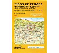 Picos de Europa. Macizos Central y Oriental (Los Urrieles y Andara). Mapa: Mapa topográfico excursionista. Escala 1:25000