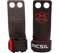 PICSIL Calleras RX, Material de Fibra de Carbono, Uso con Magnesio, Agarre en Todas Superficies y Tipo de Barras, Diseñadas para Todos los Atletas (Talla L, 2H Rojo)