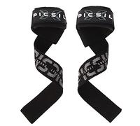 PICSIL Straps Powerlifting, Correas Levantamiento de Pesas con Soporte Acolchado, Agarres Ideales para Fitness, Gimnasio, Halterofilia, Peso Muerto, para Mujeres y Hombres (Negro)