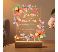 Pictalia - Lámpara Gracias Maestra, Regalo Profesora Infantil, Regalos Para Profesores Originales, Regalo Profesora Primaria, Regalos Maestra Infantil - Base Luminosa a Elegir.