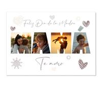 Pictalia - Póster de Metal personalizado - Regalo personalizable para el Día de la Madre - Feliz día Te quiero - Regalo para Mamá, Idea de Regalo para el Día de la Madre, A4, A3, A2, aluminio