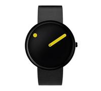 PICTO® 40 mm/esfera negra/correa de cuero negro, Negro -, 40 mm, Diseño danés
