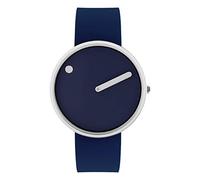 Picto Reloj de cuarzo unisex, caja de acero inoxidable de 40 mm con esfera azul marino y correa de silicona azul marino