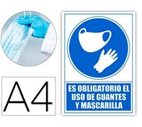 Pictograma archivo 2000 obligatorio el uso de guantes y mascarilla pvc color azul 210x297 mm
