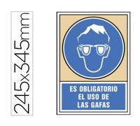 Pictograma syssa señal de obligacion es obligatorio el uso de las gafas en pvc 245x345 mm