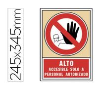 Pictograma syssa señal de prohibicion alto accesible solo a personal autorizado en pvc 245x345 mm
