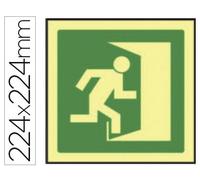 Pictograma syssa señal de salida de emergencia derecha en pvc fotoluminiscente 224x224 mm