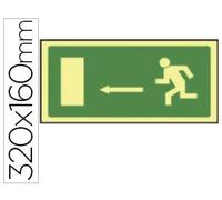 Pictograma syssa señal de salida emergencia flecha izquierda en pvc fotoluminiscente 320x160 mm