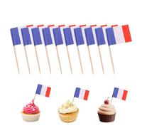 Pictos de dientes de bandera de 100 piezas, banderas del mundo Cócteles Cocktails, mini banderas de Francia sobre palos Flags Flags Pictake Cupcake Toppers Mini Cocktail Stick Decoración de bande