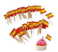 Pictos de dientes de la bandera de 100 piezas, banderas del mundo Cócteles Cocktails, mini banderas de España en palos Banderas de comida Picga de dientes Toppers Toppers Mini Cocktail Stick Deco