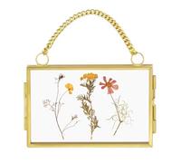 Picture Frame with Chain, Brass Small Photo Frame, Glass Picture Frame with Chain, 2x3 Inch Display Frame, Hanging Photo Frame with Chain, Brass Frame for Gallery Wall, Small Glass Picture Frame