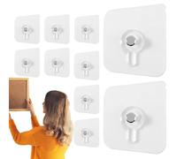 Picture Hangers Without Nails, Adhesive Wall Hooks, 2.36x2.36inches, 2.76x2.76in No Nail Picture Hangers, Damage Acrylic Panel Hooks, Heavy Duty Adhesive Hooks for Home
