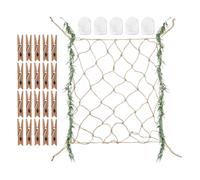 Picture Hanging Net - 340g, Fishnet Wall Display, Photo Clips Set | Beach Themed Rattan Hooks | Nautical Style Photo Card Art Organizer for Wedding Party Home Décor