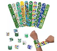 Picysa 10 pulseras de fútbol para niños, pulseras de fútbol, recuerdos de fiesta, muñequera a presión, relleno de bolsas de regalo, suministros de cumpleaños para fanáticos del fútbol