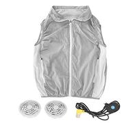 Picysa Chaleco de Enfriamiento Fibra de Poliéster Nylon 3 Modo de Velocidad de Ventilador Chaqueta de Enfriamiento sin Mangas Transpirable para Viajes Al Aire Libre Verano (S)
