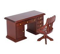 Picysa Decoración de Estudio de la Casa de Muñeca de Madera, Modelo de Mini Muebles Vivos Accesorios de Sueño, Muebles de Casa de Muñecas, Accesorios, Muebles (Oficina)