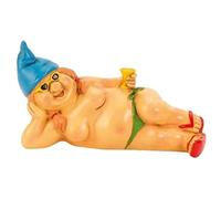 Picysa - Estatua de enano de jardín grueso - Decoraciones de césped enano para parejas traviesas, decoración artística de duende al aire libre (niña de playa)