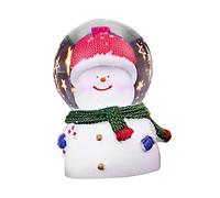 Picysa Globo de Nieve Navideño, Bola de Cristal Iluminada Que Cambia de Color, Decoración de Resina, Adornos de Bolas de Navidad con Cabezas Grandes (pequeño muñeco de Nieve)