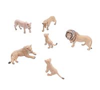 Picysa - Juego de 6 piezas de modelos de leones, mini estatuas de animales salvajes realistas, figuras de familia de leones, decoración para proyectos escolares