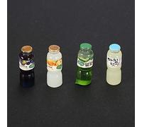 Picysa Juego de Minibotellas de Jugo, Adorno de Resina Colorido, Decoración de Cocina para Casa de Muñecas, Escala 1:12, 4 Uds.
