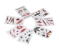 Picysa Juego de Pegatinas de Tatuaje con Cicatriz de Zombi a Prueba de Agua, Tatuajes de Maquillaje de Halloween con Efecto, 7 Piezas de Tatuajes Temporales para Juegos de Rol de Halloween, Papel