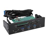 Picysa Lector de Tarjetas Interno, Panel Frontal Multifunción de 5,25 Pulgadas con Puerto USB 3.0, ESATA y USB 3.1 para M2, MSO, Memoria, MS, XD, Soporte para Tarjetas CF de 64G