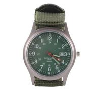 Picysa Reloj de cuarzo luminoso para hombres, Cinturón de nailon tejido informal, visualización precisa de la hora y visualización del calendario, visualización de la hora en un entorno oscuro, verde