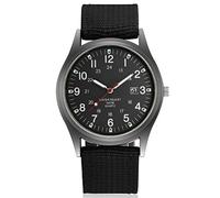 Picysa Reloj de cuarzo luminoso para hombres, Cinturón de nailon tejido informal, visualización precisa de la hora y visualización del calendario, visualización de la hora en un entorno oscuro, Parte