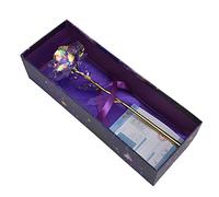 Picysa Rosa Artificial Romántica Hoja de Oro, Flor Colorida para San Valentín, Decoración de Boda en el Hogar