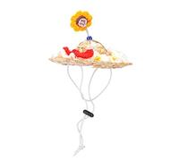 Picysa Sombrero de Paja Tejido para Mascotas, Sombrero de Sol para Perros, Lindo de Verano Ajustable Hecho a Mano para Perros y Gatos con Diseño de Flor de Paja Natural T (S)