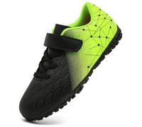 PiDaGlobal Botas de Fútbol Niño Zapatos de Fútbol con Tacos Bajos para Césped Artificial e Indoor Antideslizantes para Entrenamiento y Fútbol Sala Adolescentes Zapatillas de Fútbol 30EU Negro/Verde