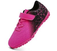 PiDaGlobal Botas de Fútbol Niño Zapatos de Fútbol con Tacos Bajos para Césped Artificial e Indoor Antideslizantes para Entrenamiento y Fútbol Sala Adolescentes Zapatillas de Fútbol 34EU Rosa