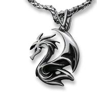 Pidak Collar Dragón Fantasy con cadena de 60 cm | Colgante de dragón estilizado de metal | Collar Hombre Mujer Estilo Gothic Fantasy