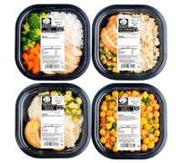 PIDE COMO EN CASA | Platos Preparados Listos para Calentar | Pollo con Arroz y Verduras, Pavo, Merluza y Garbanzos al Curry | Equilibradas, Altas en Proteínas y Veggie | Pack 4 x 400 g