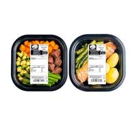 PIDE COMO EN CASA | Platos Preparados Listos para Calentar | Salmón con Patata y Espárragos, Tiras de Ternera con Boniato y Calabaza | Saludables y Altas en Proteínas | Pack 2 x 400 g