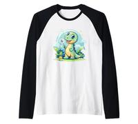Pide un deseo con este disfraz de dinosaurio de diente de león caprichoso Camiseta Manga Raglan